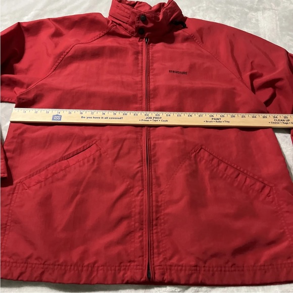 Structure Jacket Men's Medium Full Zip Nylon Windbreaker With In Collar Hood. - Picture 3 of 13
